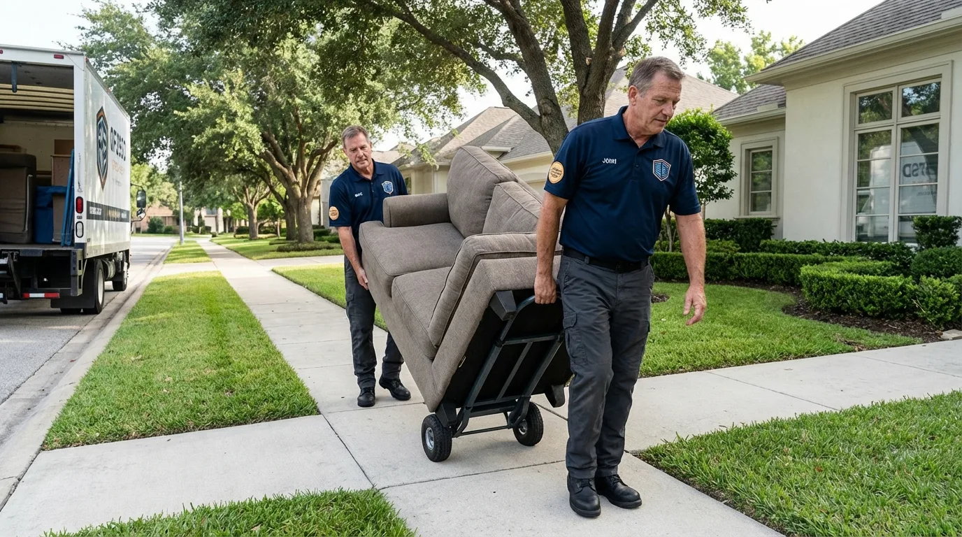 Local residential moving crew loading furniture in Robbinsville, NC