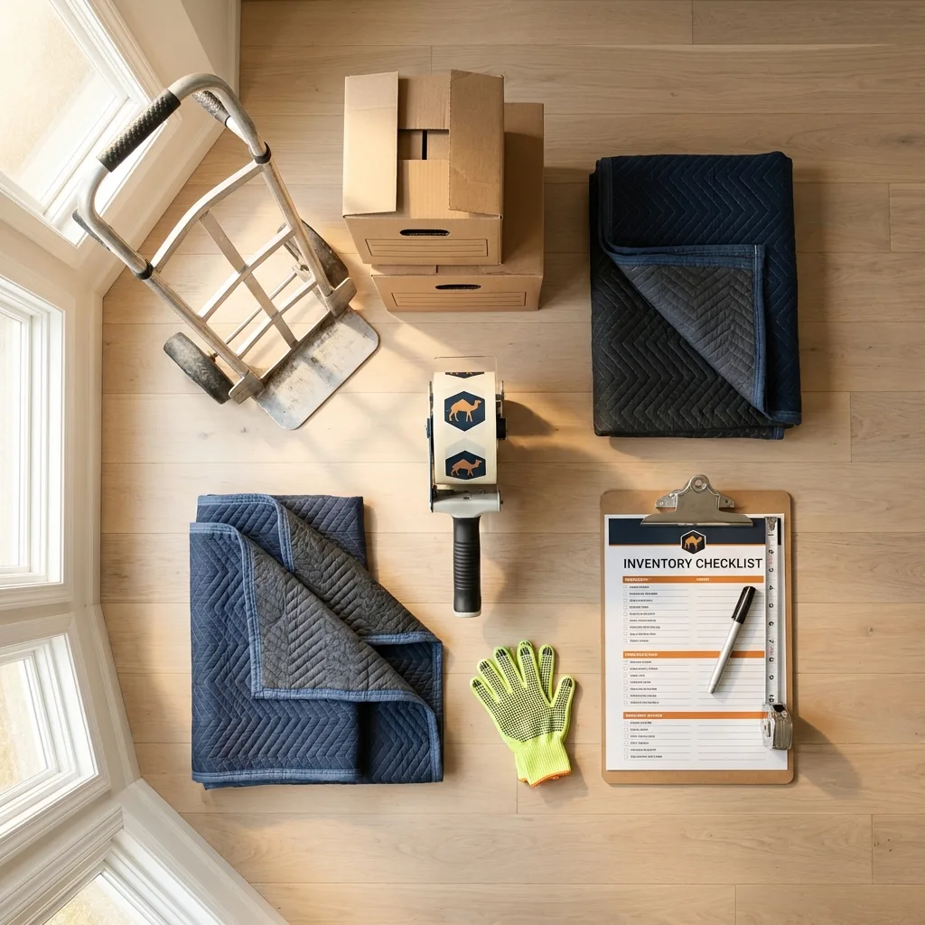 Professional moving supplies and packing materials layout for Robbinsville residential relocations